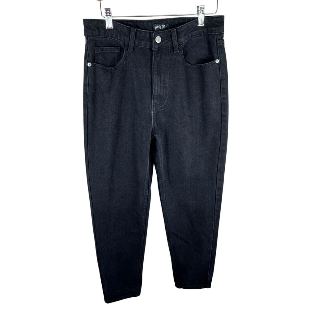 Nasty Gal NWT Black High Rise Straight Leg Ankle Fit Cotton Jeans Pockets Size 8